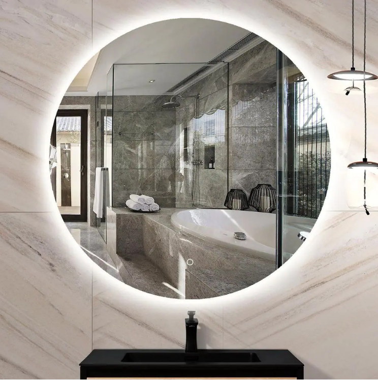 HOMLUX 24 in. W x 24 in. H Round Frameless LED Light with 3-Color