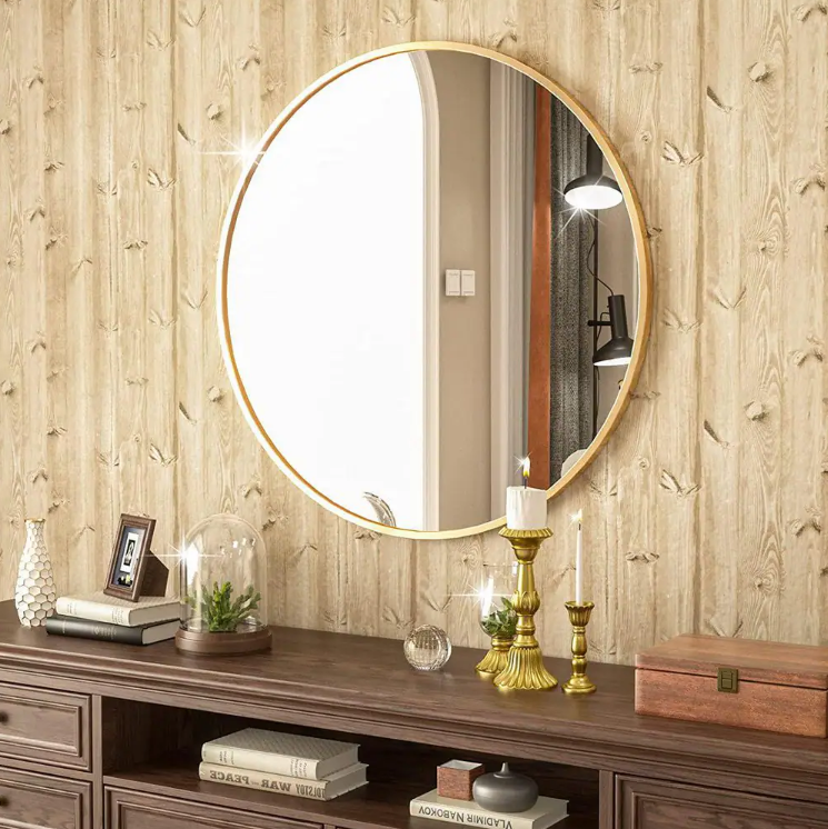 36 x 36 Small Round Steel Framed Vanity Mirror in Gold – Homlux