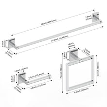 Load image into Gallery viewer, HOMLUX 3-Piece Bath Hardware Set with Towel Ring Toilet Paper Holder and 24 in. Towel Bar in Chrome