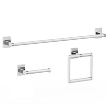 Load image into Gallery viewer, HOMLUX 3-Piece Bath Hardware Set with Towel Ring Toilet Paper Holder and 24 in. Towel Bar in Chrome