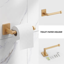 Load image into Gallery viewer, HOMLUX 3-Piece Bath Hardware Set with Towel Ring Toilet Paper Holder and 24 in. Towel Bar in Brass