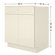 Load image into Gallery viewer, 21"D x 30"W x 34"H Vanity Sink Base Cabinet in Shaker Antique White