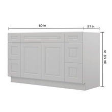 Load image into Gallery viewer, 21"D x 60"W x 34"H Vanity Sink Base Cabinet in Shaker Dove