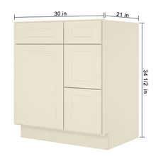 Load image into Gallery viewer, 21"D x 30"W x 34"H Vanity Sink Base Cabinet in Shaker Antique White