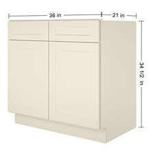 Load image into Gallery viewer, 21"D x 36"W x 34"H Vanity Sink Base Cabinet in Shaker Antique White