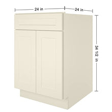 Load image into Gallery viewer, 21"D x 24"W x 34"H Vanity Sink Base Cabinet in Antique White