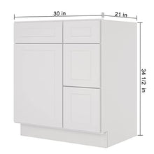 Load image into Gallery viewer, 21"D x 30"W x 34"H Vanity Sink Base Cabinet in Shaker Dove