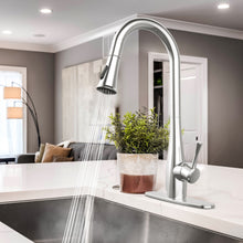 Load image into Gallery viewer, Pull-Down Sprayer Kitchen Faucet with Dual Function in Chrome