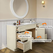 Load image into Gallery viewer, 21"D x 60"W x 34"H Vanity Sink Base Cabinet in Shaker Antique White