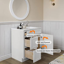 Load image into Gallery viewer, 21"D x 30"W x 34"H Vanity Sink Base Cabinet in Shaker Dove
