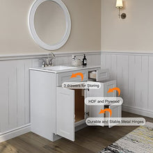 Load image into Gallery viewer, 21"D x 30"W x 34"H Vanity Sink Base Cabinet in Shaker Dove