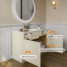 Load image into Gallery viewer, 21"D x 48"W x 34"H Vanity Sink Base Cabinet in Shaker Antique White