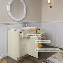 Load image into Gallery viewer, 21"D x 42"W x 34"H Vanity Sink Base Cabinet in Shaker Antique White