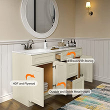 Load image into Gallery viewer, 21"D x 60"W x 34"H Vanity Sink Base Cabinet in Shaker Antique White