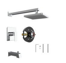 Load image into Gallery viewer, 1-Spray Square High Pressure Tub and Shower Faucet