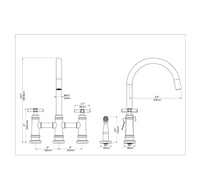 Load image into Gallery viewer, 2-Handle Bridge Kitchen Faucet with Side Sprayer in Matte Black