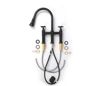 Load image into Gallery viewer, 2-Handle Pull Down Spray Head Bridge Kitchen Faucet Cross Handle