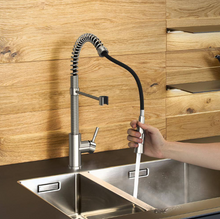 Load image into Gallery viewer, Spring Neck Pull Down Sprayer Kitchen Faucet