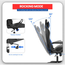 Load image into Gallery viewer, Homlux Ergonomic Gaming Chair Video Game with Massager, Blue Computer Chair with Arms and Back Support
