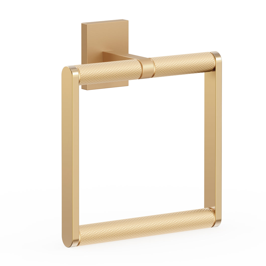 HOMLUX Wall Mounted Towel Ring with Embossing in Brass
