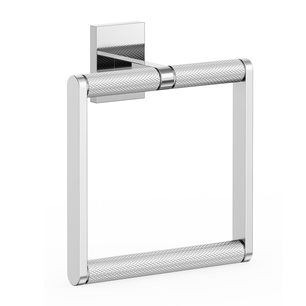 HOMLUX Wall Mounted Towel Ring with Embossing in Chrome