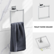 Load image into Gallery viewer, HOMLUX 4-Piece Bath Hardware Set with Towel Ring Toilet Paper Holder Robe Hook and 24 in. Towel Bar in Chrome
