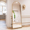 21" x 64" Full Length Arched Floor Mirror, Gold-HOMLUX: Freestanding Design, Metal Frame