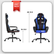 Load image into Gallery viewer, Homlux Ergonomic Gaming Chair Video Game with Massager, Blue Computer Chair with Arms and Back Support
