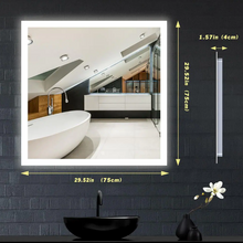 Load image into Gallery viewer, 30 x 30 Rectangular Frameless LED Anti-Fog Vanity Mirror

