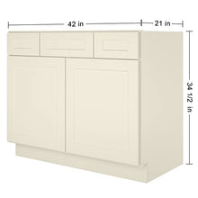 Load image into Gallery viewer, 21&quot;D x 42&quot;W x 34&quot;H Vanity Sink Base Cabinet in Shaker Antique White
