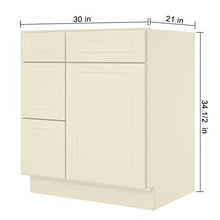 Load image into Gallery viewer, 21&quot;D x 30&quot;W x 34.5&quot;H Vanity Sink Base Cabinet in Shaker Antique White
