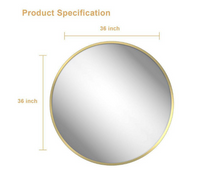 Load image into Gallery viewer, 36 x 36 Small Round Steel Framed Vanity Mirror in Gold

