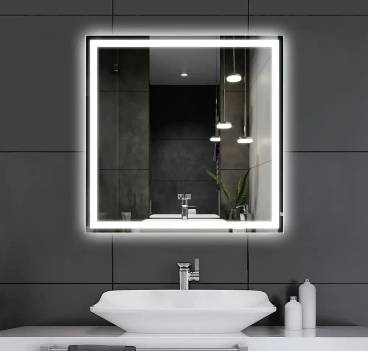 Square led vanity shop mirror