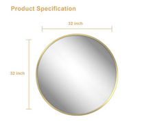 Load image into Gallery viewer, 32 x 32 Small Round Bathroom Vanity Mirror in Gold
