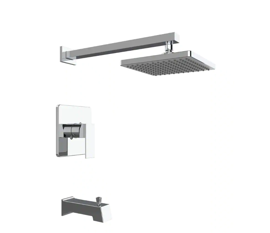 1-Spray Square High Pressure Tub and Shower Faucet