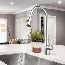 Load image into Gallery viewer, Single-Handle Pull-Down Sprayer Kitchen Faucet with Dual Function in Chrome
