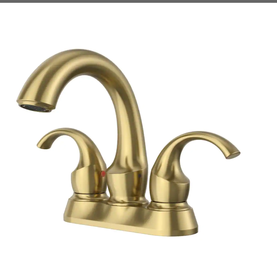 4 in. Centerset 2-Handle Bathroom Faucet in Brushed Brass