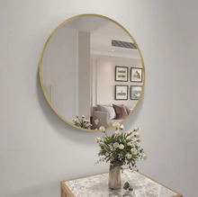 Load image into Gallery viewer, 21 x 21 Round Steel Framed Classic Vanity Mirror in Gold
