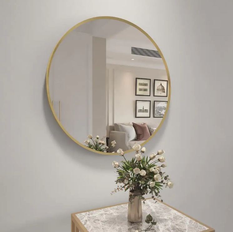 21 x 21 Round Steel Framed Classic Vanity Mirror in Gold