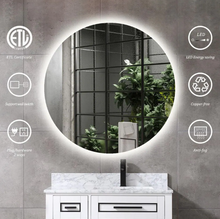 Load image into Gallery viewer, 36 x 36 Round Frameless LED Anti-Fog Vanity Mirror 1-BT1
