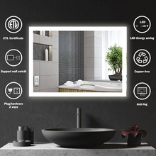 Load image into Gallery viewer, 42 x 30 Large Rectangular Anti-Fog LED  Vanity Mirror D
